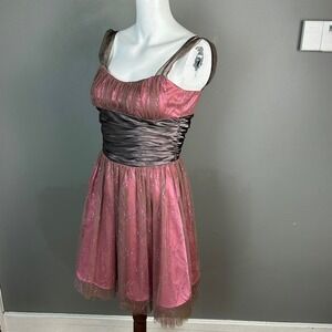 VTG Y2K Morgan & Co. Fairy Dress Size 1 / 2 pink brown glitter whimsical hoco